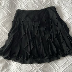 Black ruffle skater skirt.